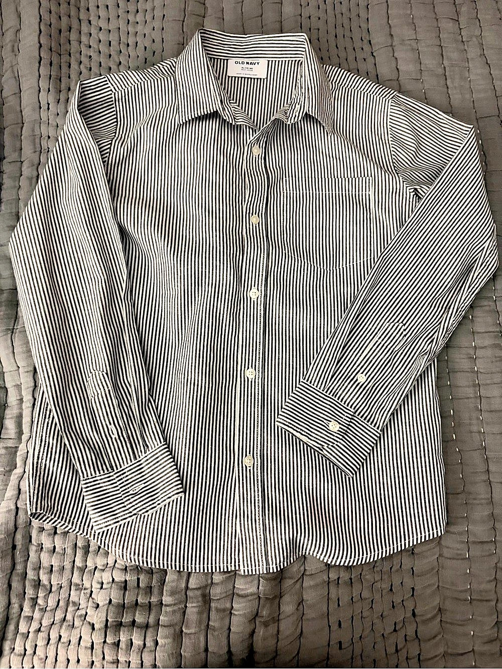 Old Navy Boys Long-Sleeve Striped Button-Down Shirt Men's Striped Cotton Button